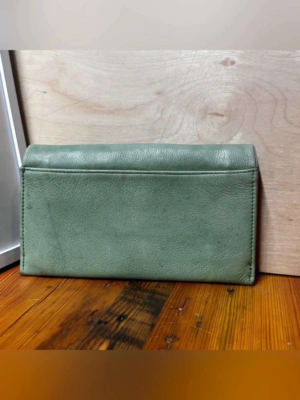 latico Mint Green Leather Fold-Over Clutch wallet